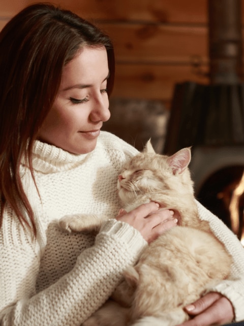Owner with her cat